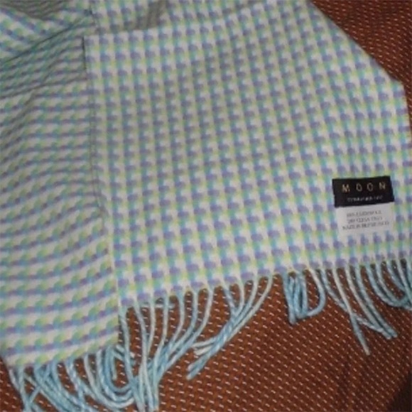 100% Lambswool Scarf - Warm for Winter "Moon" Blue/Green/Purple Check - Picture 2 of 7